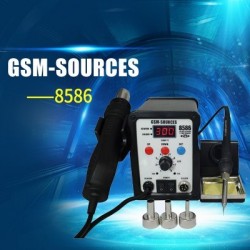 GSM-SOURCES 8586 SMD BGA Rework Solder Station Hot Air Blower Heat Gun Intelligent Detection And Cool Air Welding Soldering Iron