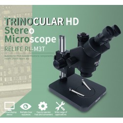 RELIFE  RL-M3T Trinocular Stereo Microscope 0.7-4.5X Continuous Zoom Microscope With Camera